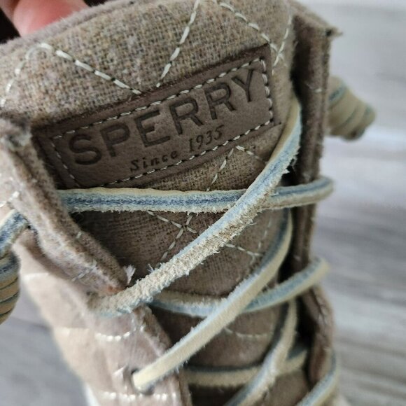Sperry Womens 8.5M WOOL Duck Boots Beige Cream Quilted Upper Rubber Sole - Picture 3 of 14